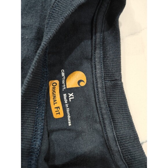 Carhartt Men's Workwear Navy Blue Long-Sleeve Graphic Logo T-Shirt XL Original - Picture 3 of 9